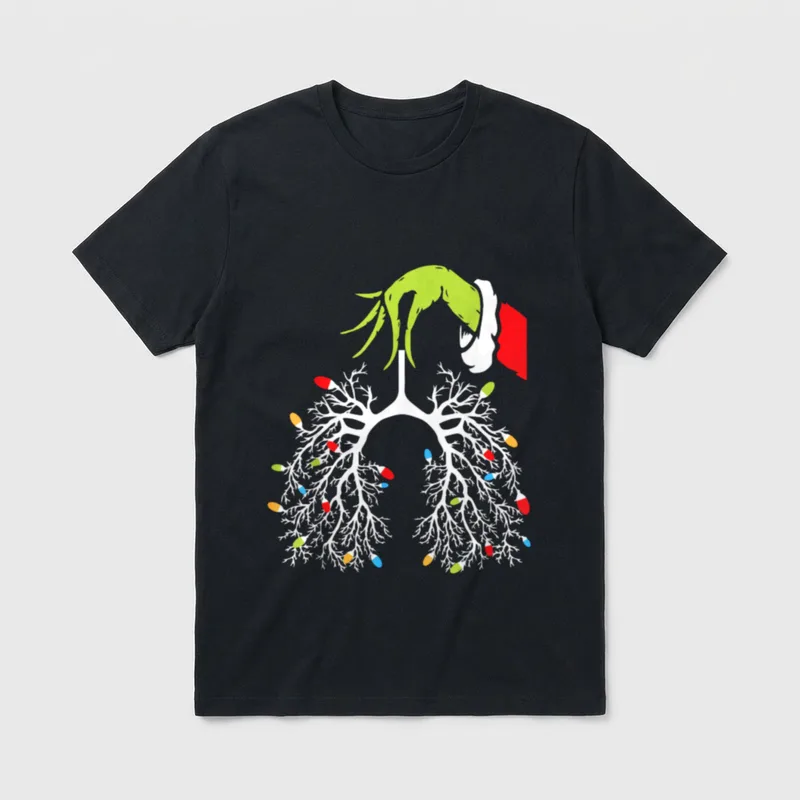 Christmas Nurse Lung Xmas Lights T-Shirt – Classic T-Shirt in Black