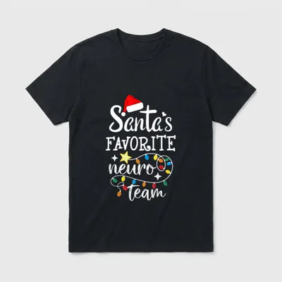 Santa's Favorite Neuro Team Christmas Neurology T-Shirt – Classic T-Shirt in Black