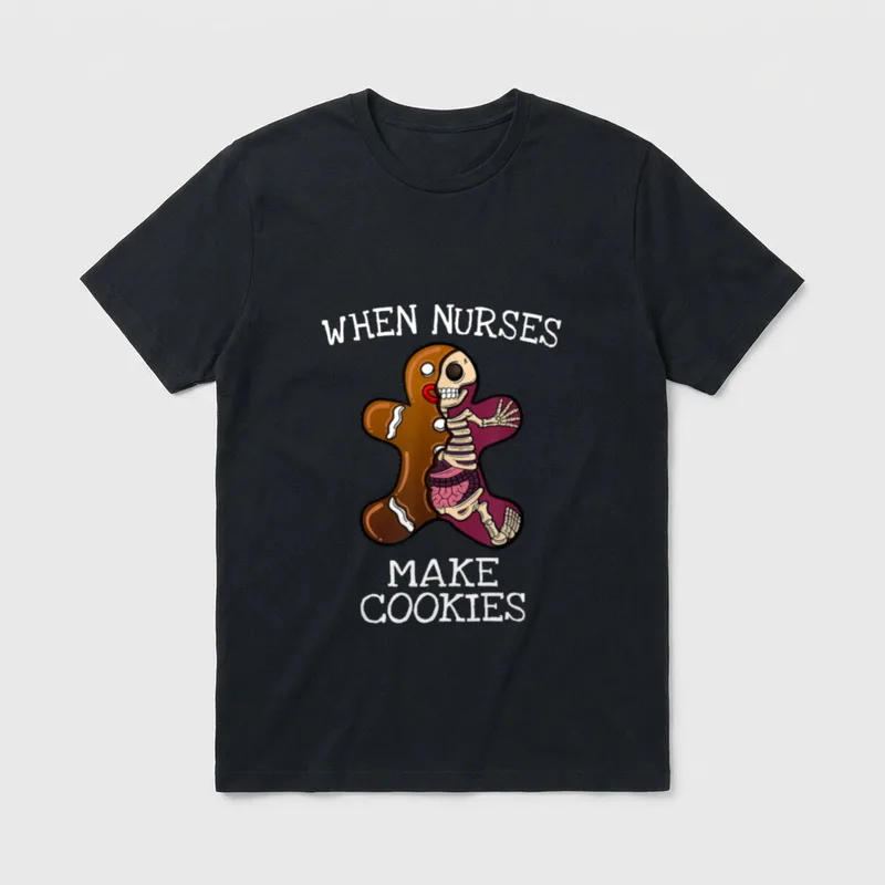 Christmas Nurses Funny Nursing Xmas Cookie T-Shirt – Classic T-Shirt in Black