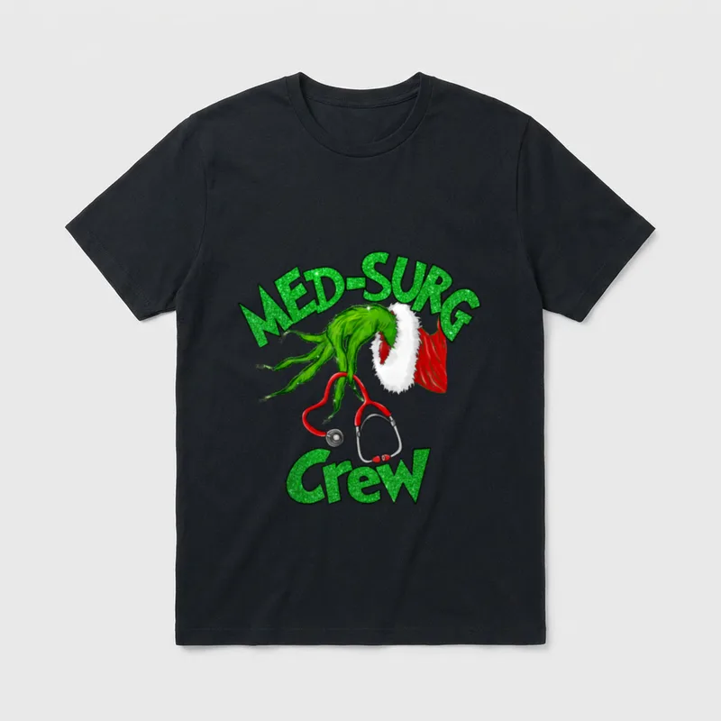 Med-surg Crew Nurse Stethoscope Christmas Xmas T-Shirt – Classic T-Shirt in Black