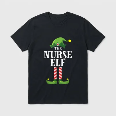 Nurse Elf Matching Family Group Party T-Shirt – Classic T-Shirt in Black