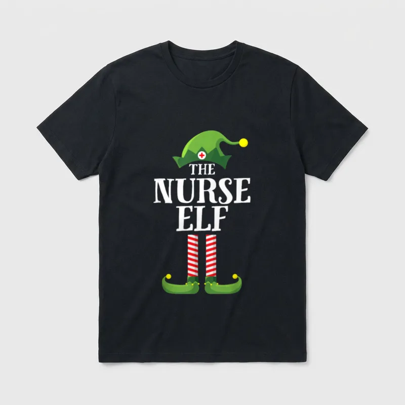 Nurse Elf Matching Family Group Party T-Shirt – Classic T-Shirt in Black