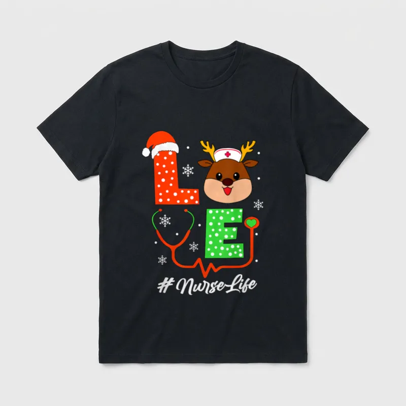 Christmas Nurse Lightweight T-Shirt – Classic T-Shirt in Black