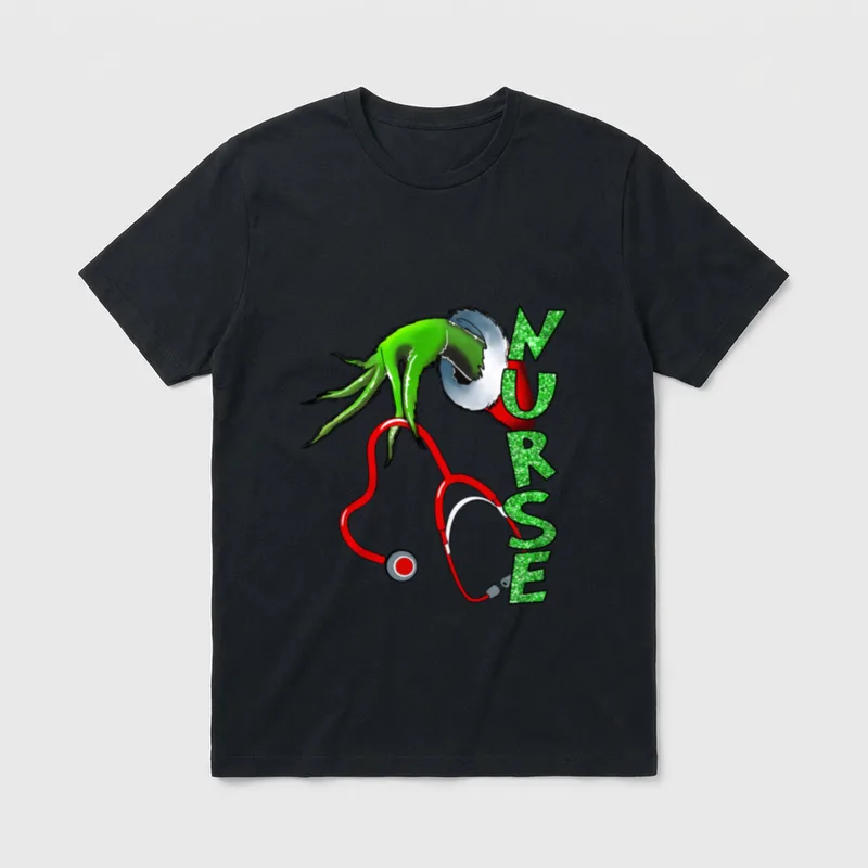 Nurse Funny Merry Christmas Stethoscope Nurses T-Shirt – Classic T-Shirt in Black