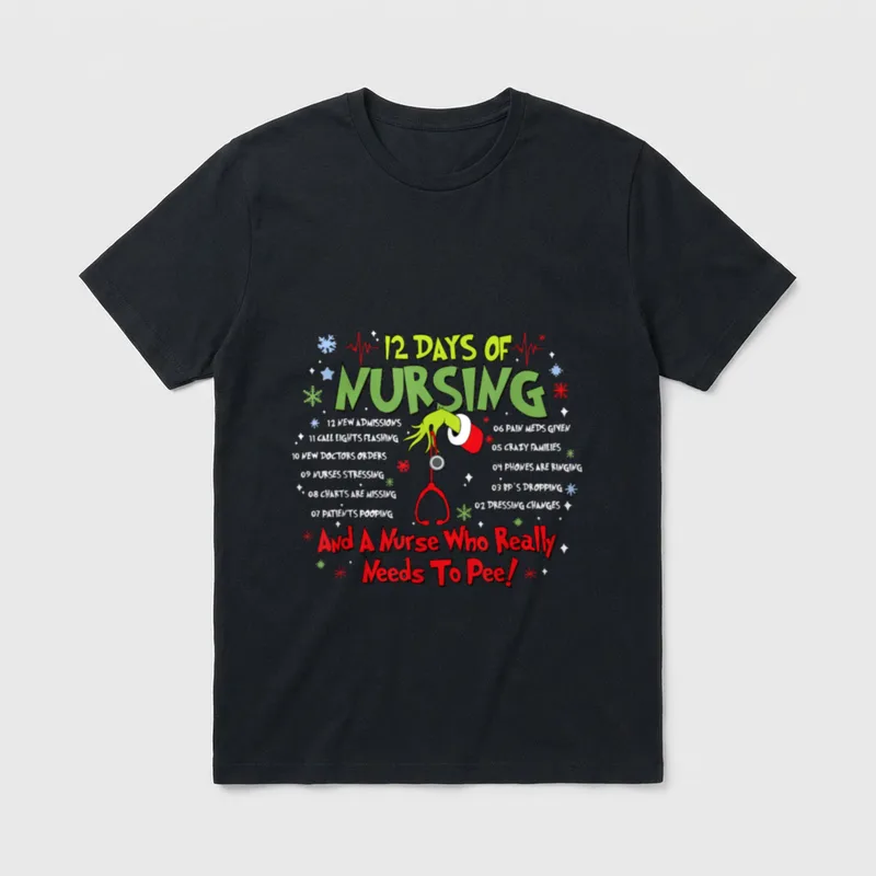 12 Days of Nursing Stethoscope Nurse T-Shirt – Classic T-Shirt in Black