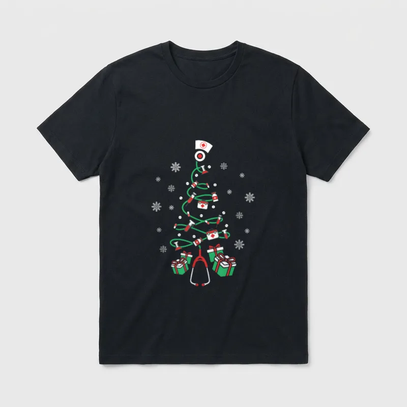 Xmas LPN Stethoscope RN Nursing Christmas T-Shirt – Classic T-Shirt in Black