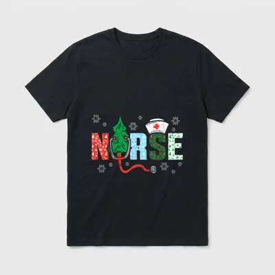 Nurse Christmas Tree Nurses Xmas Winter T-Shirt – Classic T-Shirt in Black