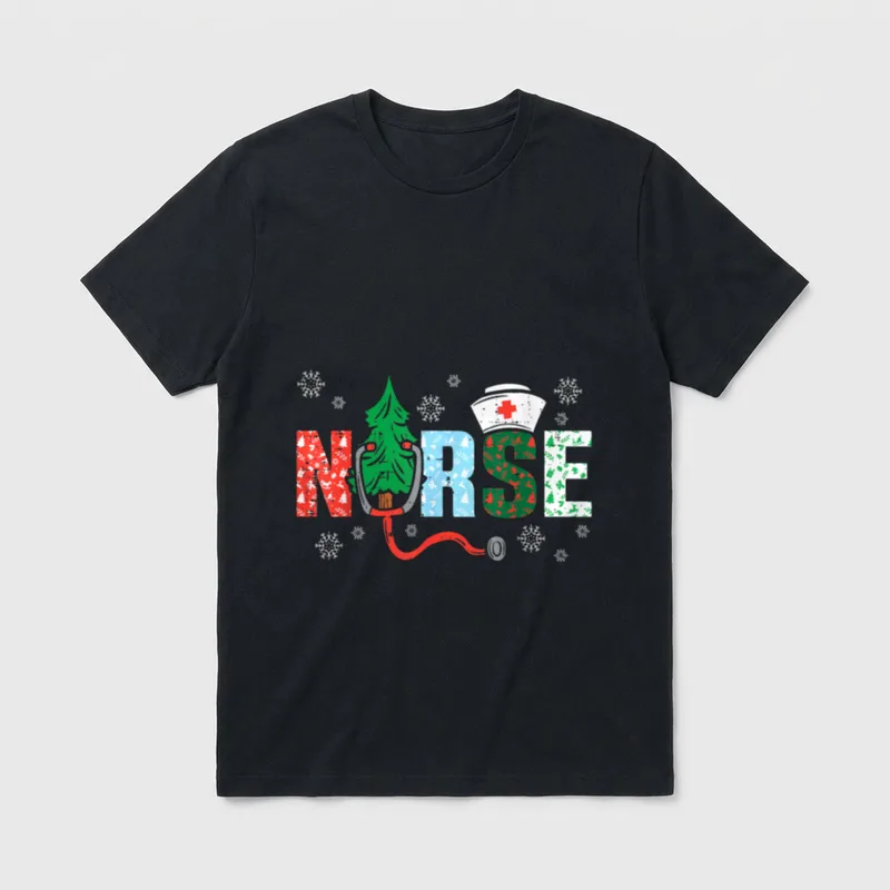 Nurse Christmas Tree Nurses Xmas Winter T-Shirt – Classic T-Shirt in Black