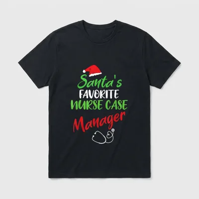 Santa's Favorite Nurse Case Manager Christmas T-Shirt – Classic T-Shirt in Black