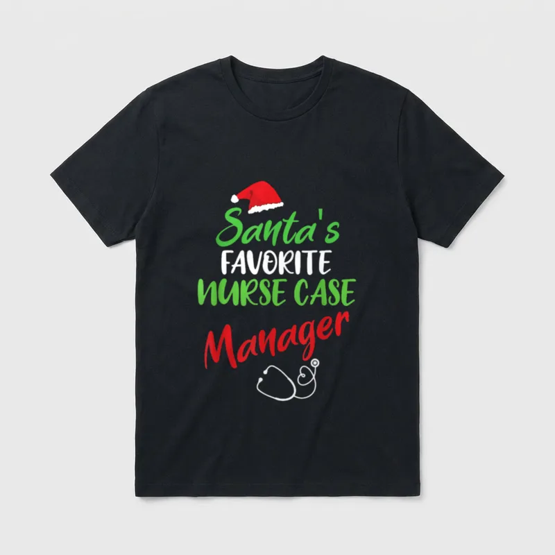 Santa's Favorite Nurse Case Manager Christmas T-Shirt – Classic T-Shirt in Black