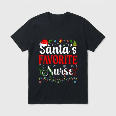 Santa's Favorite Nurse Christmas Nursing T-Shirt – Classic T-Shirt in Black