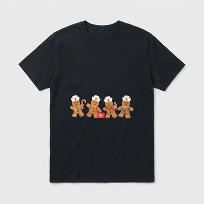 Nurse Cute Gingerbread Christmas Xmas Holiday T-Shirt – Classic T-Shirt in Black