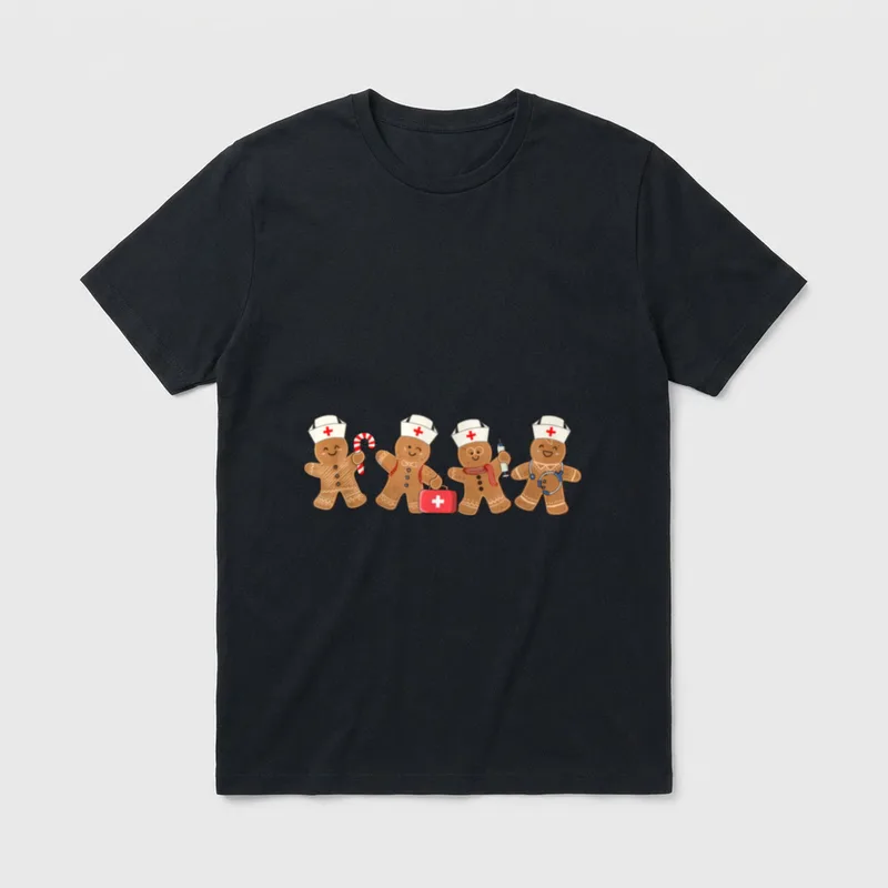 Nurse Cute Gingerbread Christmas Xmas Holiday T-Shirt – Classic T-Shirt in Black