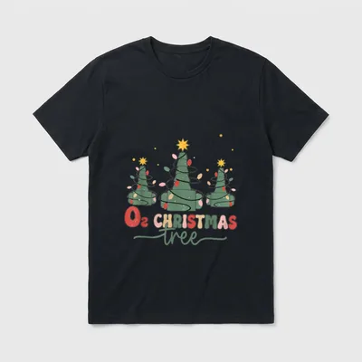 Christmas Retro Oh Tree Funny Nurse T-Shirt – Classic T-Shirt in Black