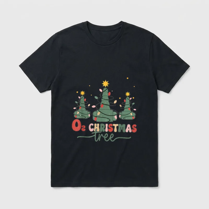 Christmas Retro Oh Tree Funny Nurse T-Shirt – Classic T-Shirt in Black