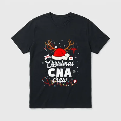 Christmas CNA Crew Santa Reindeer Nursing T-Shirt – Classic T-Shirt in Black