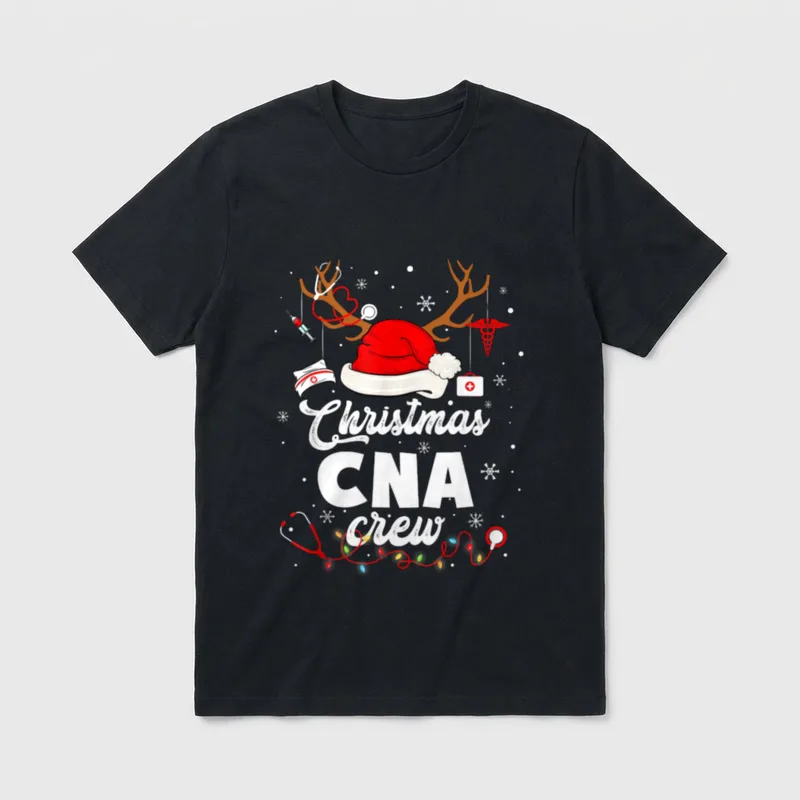 Christmas CNA Crew Santa Reindeer Nursing T-Shirt – Classic T-Shirt in Black