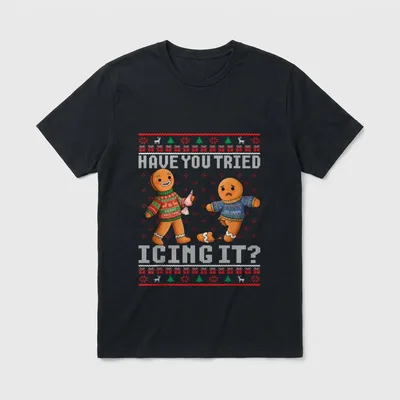 Tried Icing It Ugly Christmas Gingerbread T-Shirt – Classic T-Shirt in Black