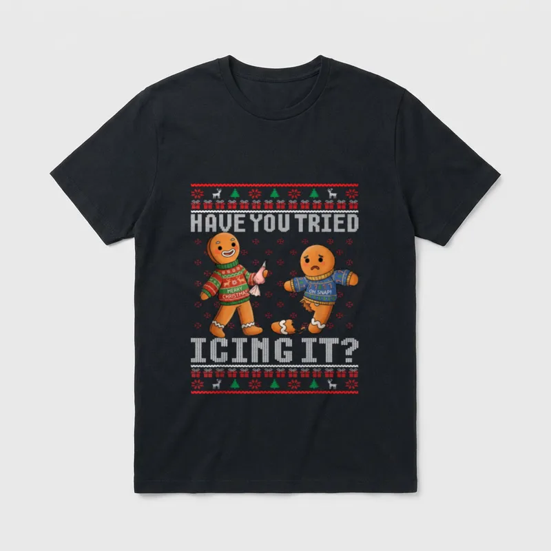 Tried Icing It Ugly Christmas Gingerbread T-Shirt – Classic T-Shirt in Black