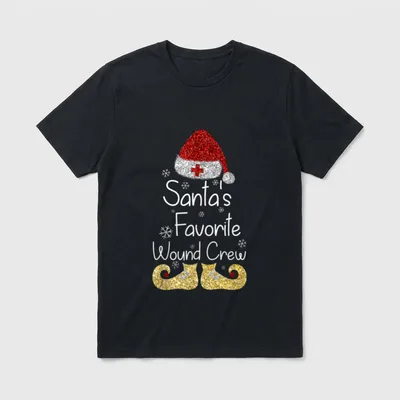 Favorite Wound Crew Christmas Care Santa's T-Shirt – Classic T-Shirt in Black