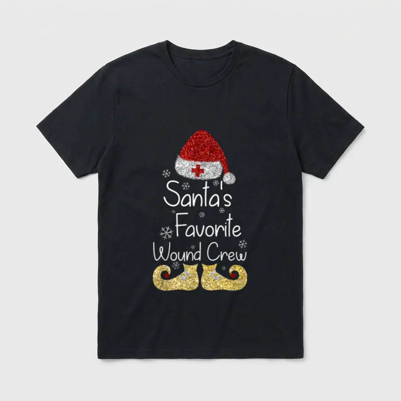 Favorite Wound Crew Christmas Care Santa's T-Shirt – Classic T-Shirt in Black