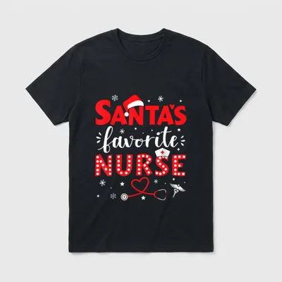 Santa Favorite Nurse for Christmas Hospital T-Shirt – Classic T-Shirt in Black
