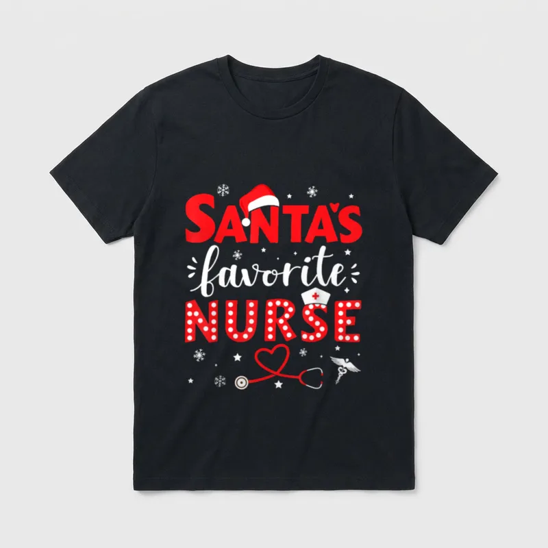 Santa Favorite Nurse for Christmas Hospital T-Shirt – Classic T-Shirt in Black