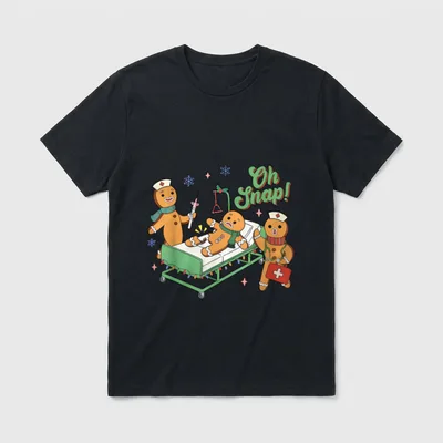 Christmas Nurse Oh Snap Gingerbreads Bone T-Shirt – Classic T-Shirt in Black