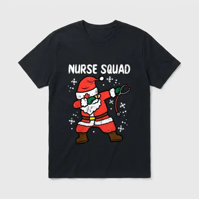 Santa Dab Nurse Squad Christmas Xmas T-Shirt – Classic T-Shirt in Black
