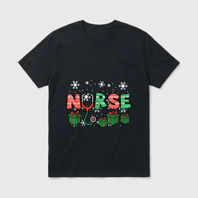 Christmas Nurse Stethoscope Xmas Nursing RN T-Shirt – Classic T-Shirt in Black