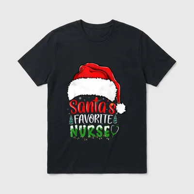 Santa's Favorite Nurse Christmas Nursing Lightweight T-Shirt – Classic T-Shirt in Black