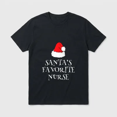 Santa's Favorite Nurse Funny Christmas Happy T-Shirt – Classic T-Shirt in Black