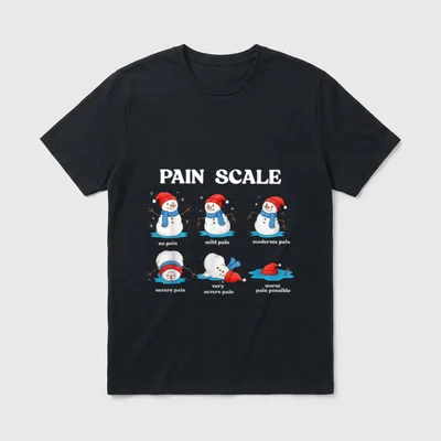 Pain Scale Snowman Funny Nurse Christmas T-Shirt – Classic T-Shirt in Black