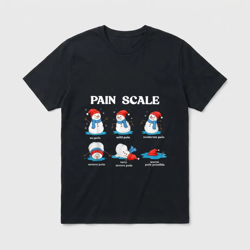 Pain Scale Snowman Funny Nurse Christmas T-Shirt – Classic T-Shirt in Black