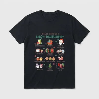 12 Days Nurse Case Management Christmas T-Shirt – Classic T-Shirt in Black