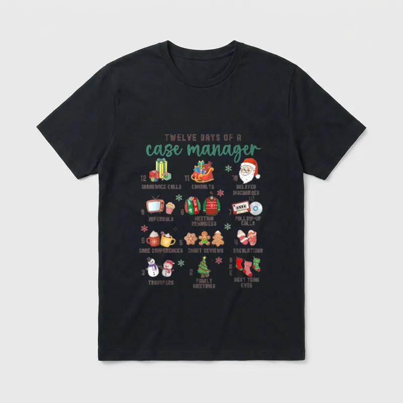 12 Days Nurse Case Management Christmas T-Shirt – Classic T-Shirt in Black