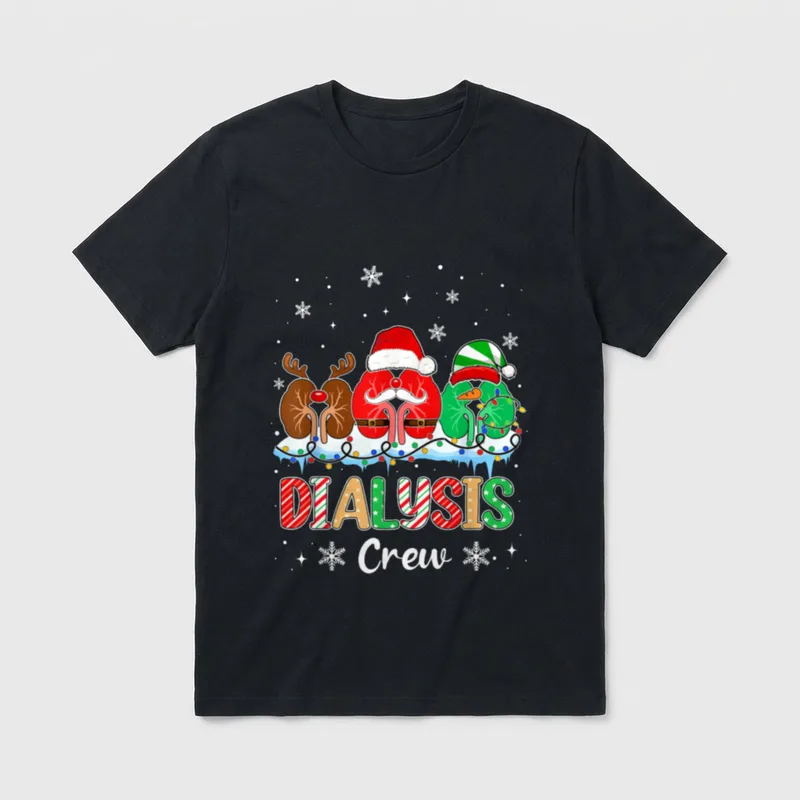 Dialysis Crew Christmas Lights Nurse Xmas T-Shirt – Classic T-Shirt in Black