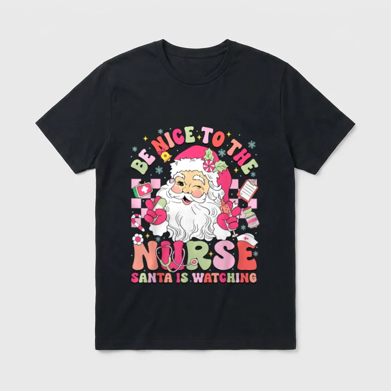 Be Nice to the Nurse Retro T-Shirt – Classic T-Shirt in Black
