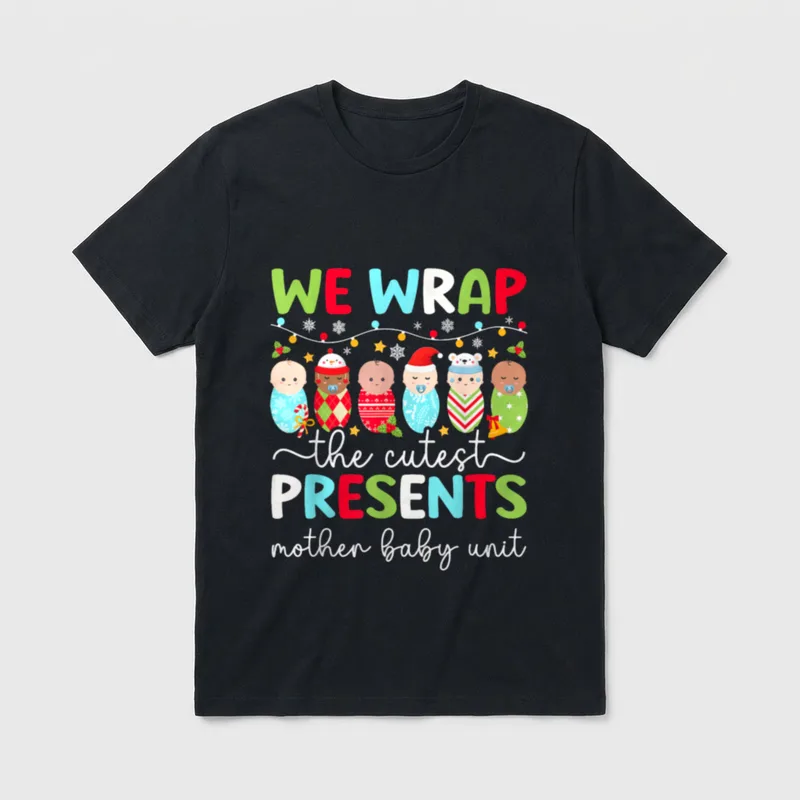 Mother Baby Unit Christmas Nurse Xmas T-Shirt – Classic T-Shirt in Black