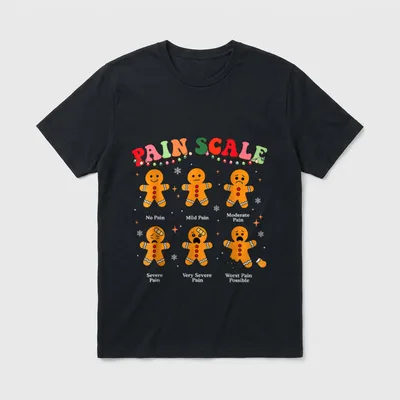 Pain Scale Gingerbread Christmas Nurse Doctor T-Shirt – Classic T-Shirt in Black