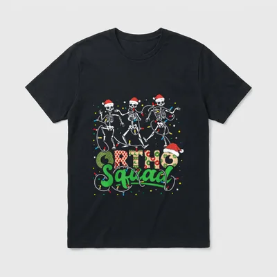 Ortho Squad Christmas Skeleton Orthopedic Nurse T-Shirt – Classic T-Shirt in Black