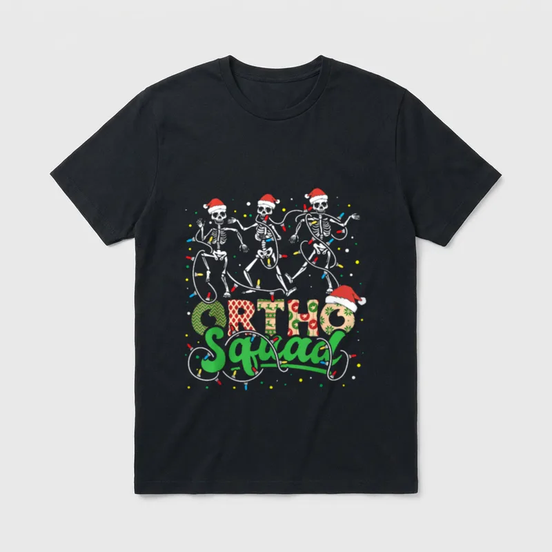 Ortho Squad Christmas Skeleton Orthopedic Nurse T-Shirt – Classic T-Shirt in Black