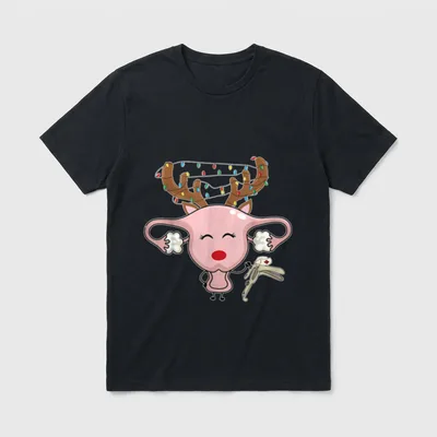 Festive Reindeer Speculum Christmas Light Nurse T-Shirt – Classic T-Shirt in Black