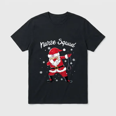 Nurse Squad Dabbing Santa Christmas Stethoscope T-Shirt – Classic T-Shirt in Black