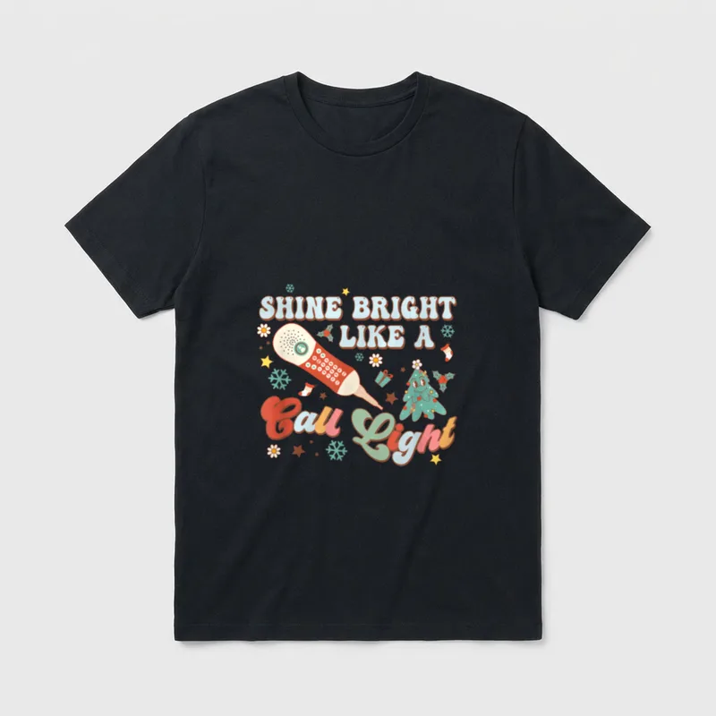 Christmas Xmas Nurse Nursing Shines Bright T-Shirt – Classic T-Shirt in Black