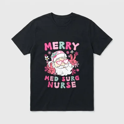Merry Med Surg Nurse Christmas Medical-Surgical T-Shirt – Classic T-Shirt in Black