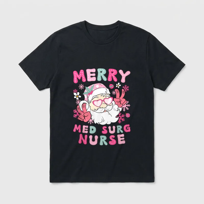 Merry Med Surg Nurse Christmas Medical-Surgical T-Shirt – Classic T-Shirt in Black