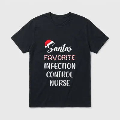 Santa's Favorite Infection Control Nurse Christmas T-Shirt – Classic T-Shirt in Black