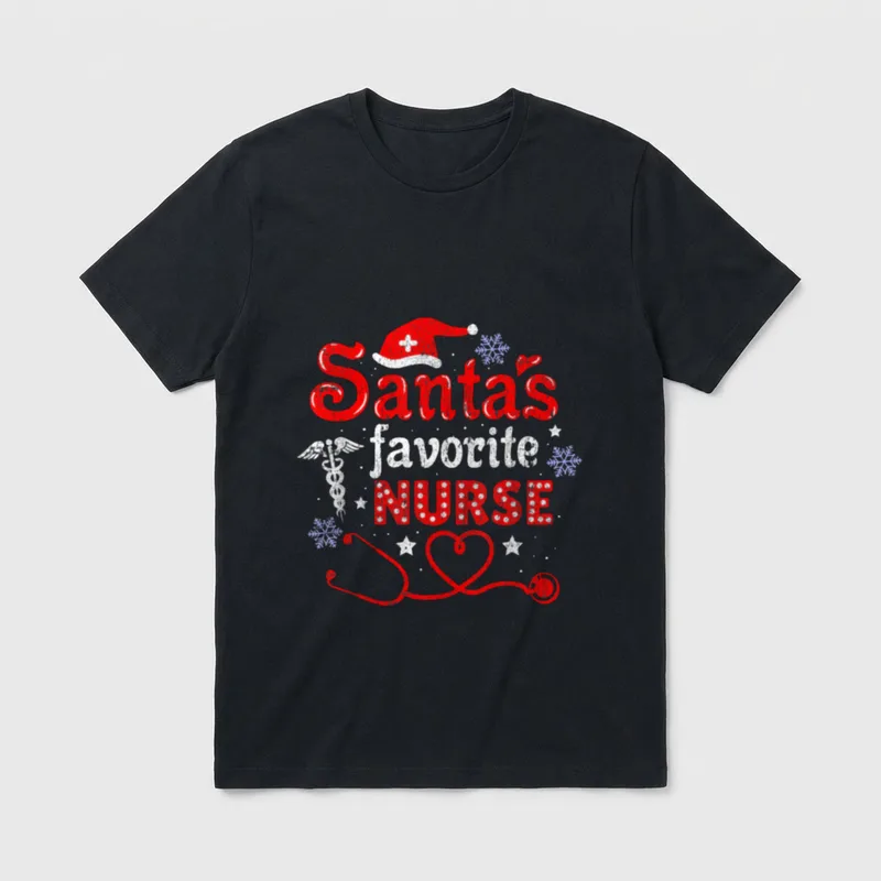Santa's Favorite Nurse Vintage T-Shirt – Classic T-Shirt in Black