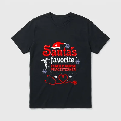 Santas Favorite Family Nurse Practitioner Christmas T-Shirt – Classic T-Shirt in Black